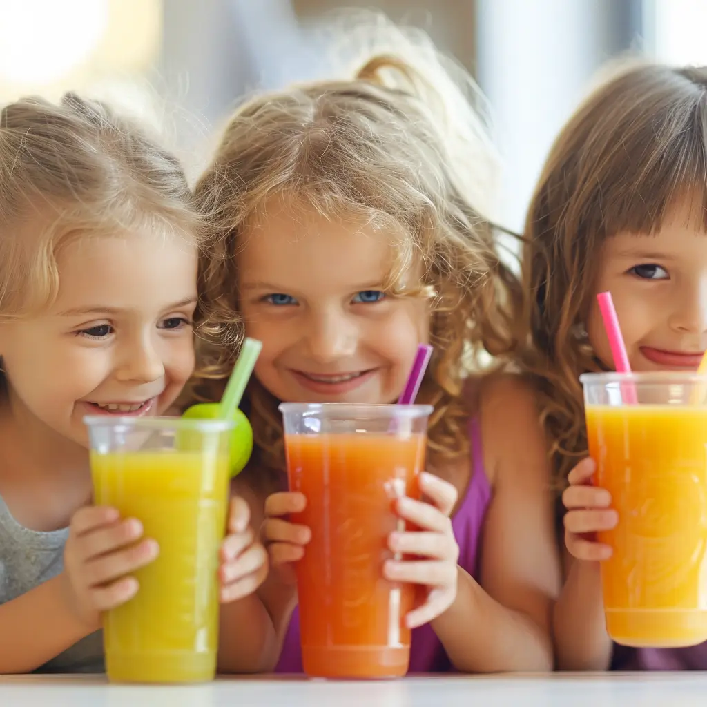 Children drinking fruit juice