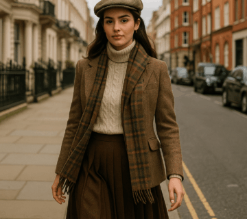 Model wearing UK fashion trends 2026 on a London street